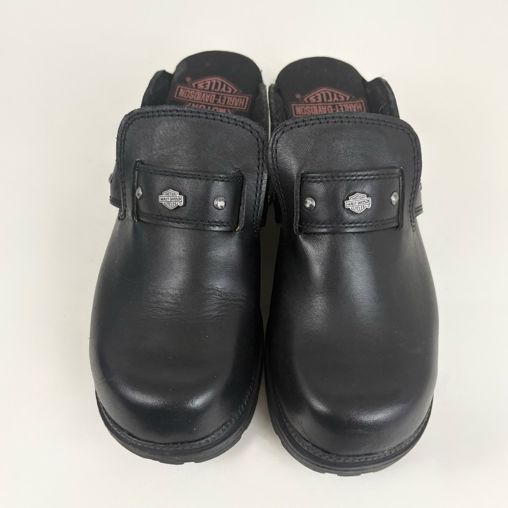 Harley-Davidson Elsie Black Leather Studded Mule Clogs Women’s Size 6